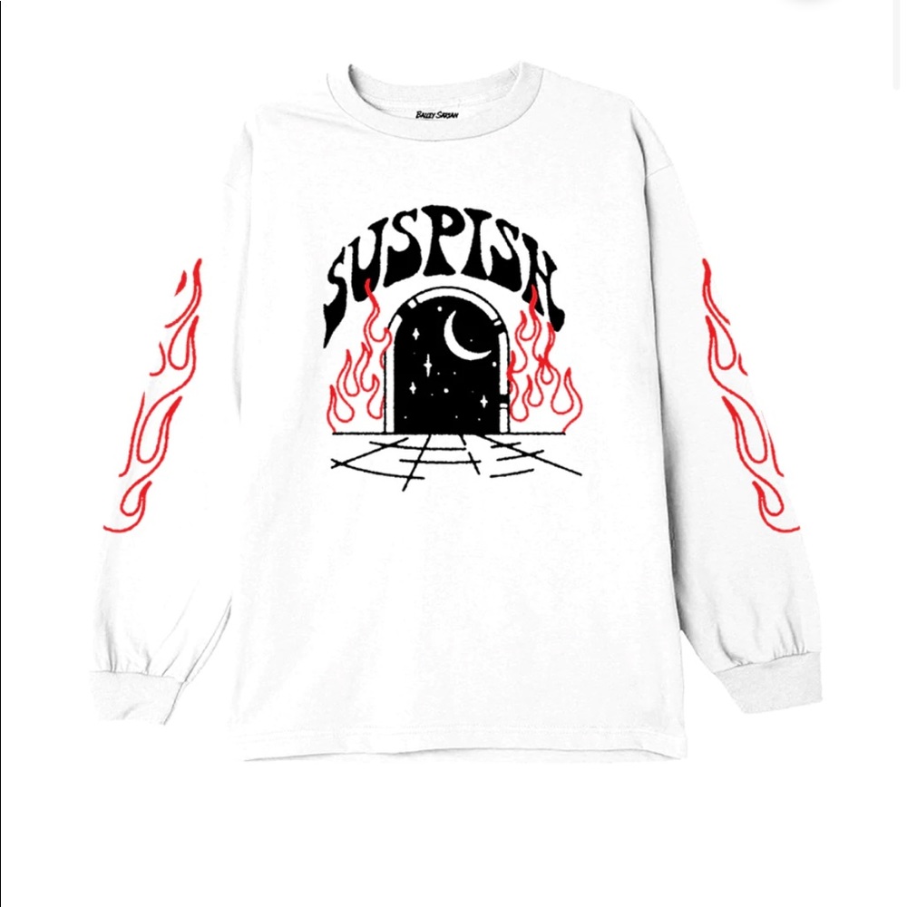 Bailey Sarian Suspish Merch White L/S Shirt